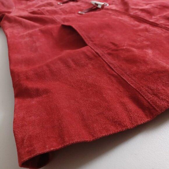 Bradley Bayou Red Suede Detachable Hood Coat - Picture 8 of 16